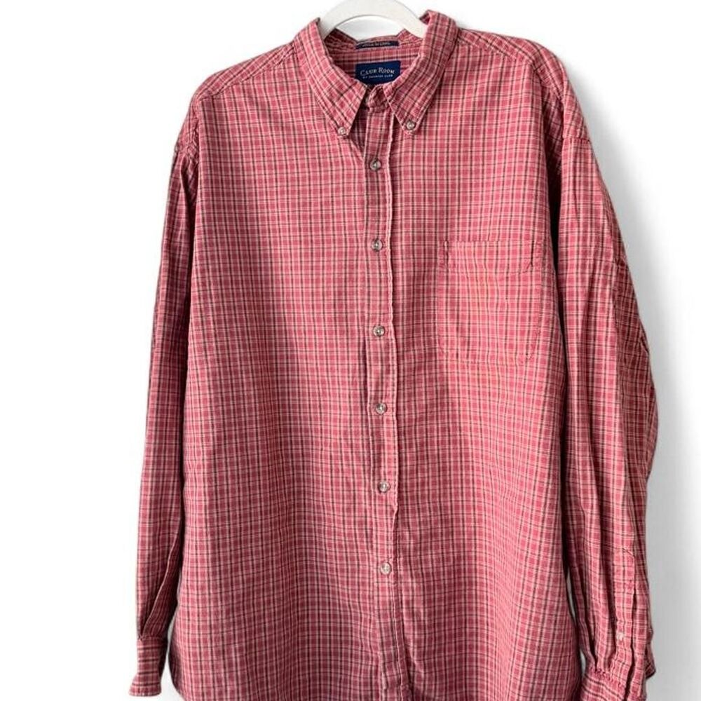 Club-room Men's Red and Pink Shirt